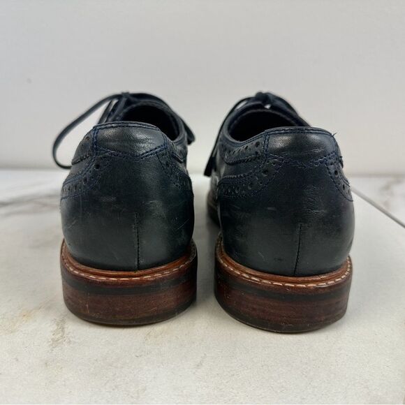 Cole Haan Navy Blue Leather Wingtip Derby Men\'s Dress Shoes, Sz 9.5